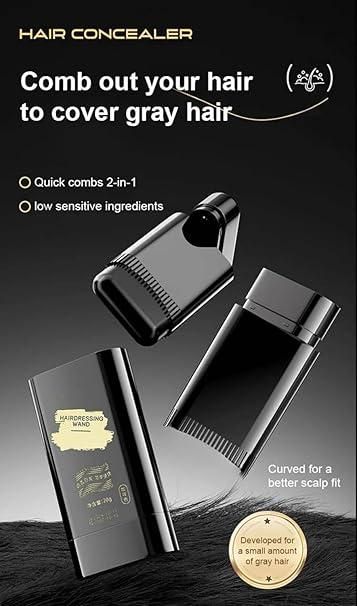 Instant Hair Root Touch-Up Dye Comb - Waterproof Gray Hair Cover Up Stick 20gm (Black)
