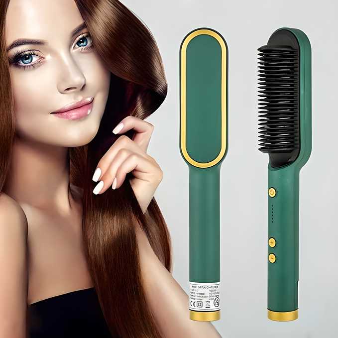 3-in-1 Electric Hair Straightener Brush - Professional Styling Tool with Anion Technology