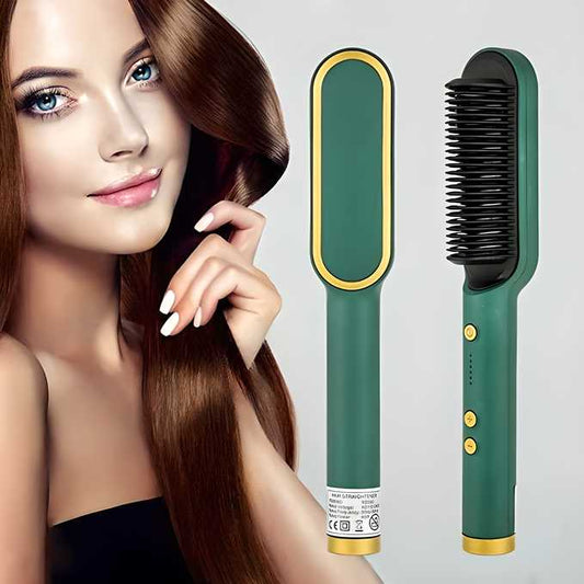 3-in-1 Electric Hair Straightener Brush - Professional Styling Tool with Anion Technology
