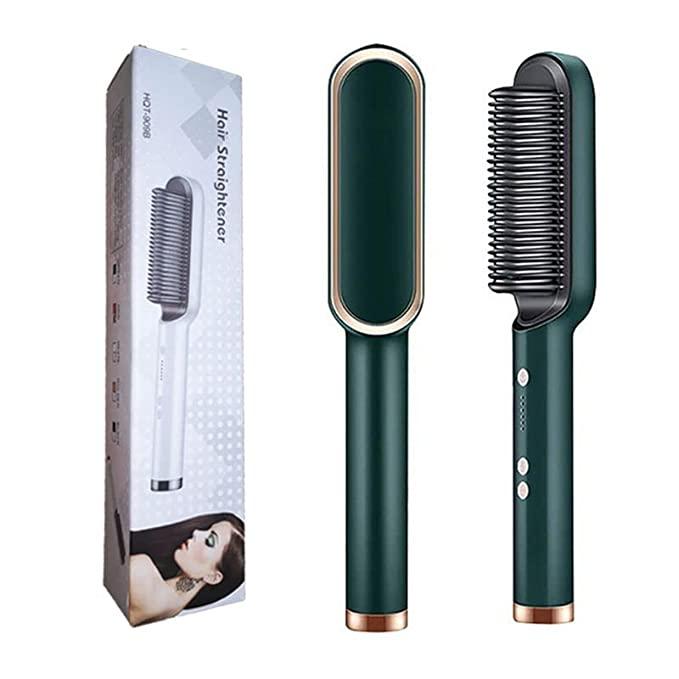 3-in-1 Electric Hair Straightener Brush - Professional Styling Tool with Anion Technology