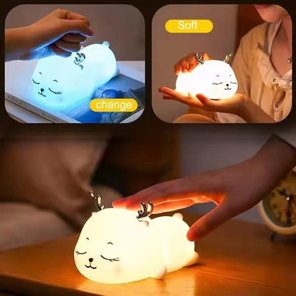 Cute Teddy Bear Night Light - Touch Control Battery Powered LED Lamp for Nursery