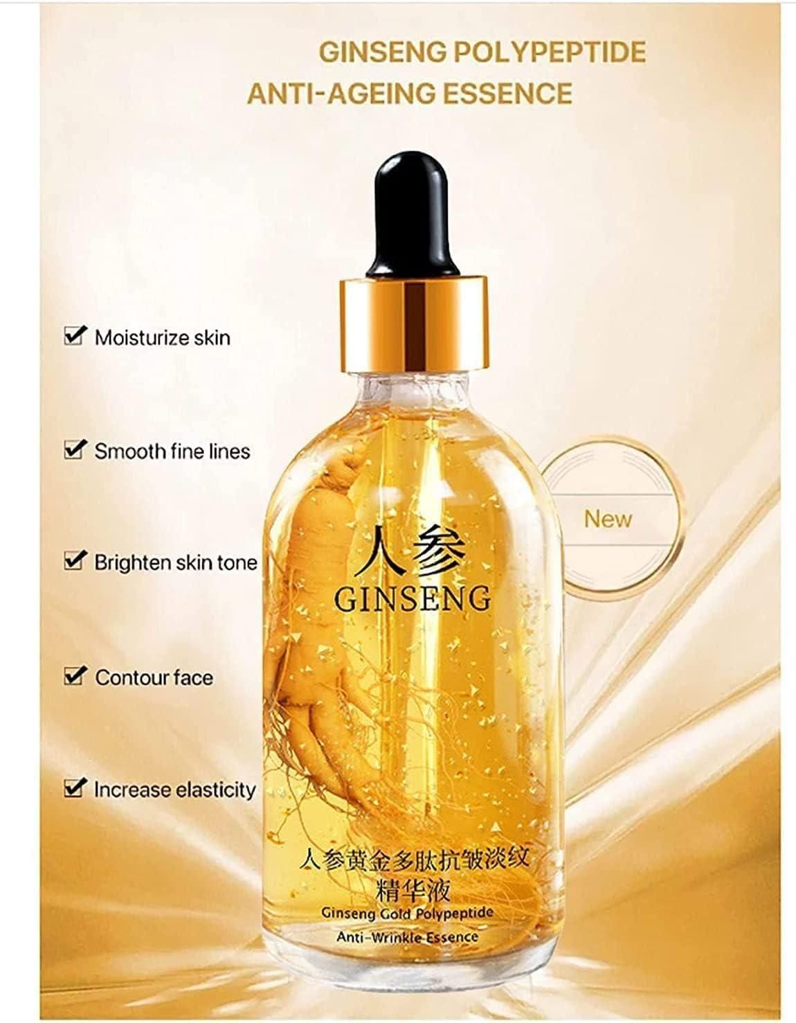 Ginseng Gold Anti-Aging Serum with Collagen & Hyaluronic Acid - Pack of 2 (100ml Each)