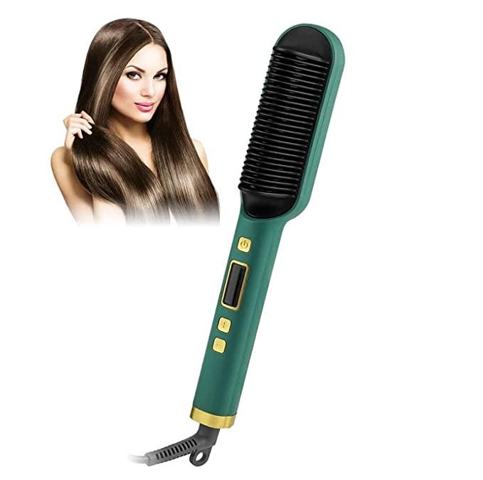 3-in-1 Electric Hair Straightener Brush - Professional Styling Tool with Anion Technology