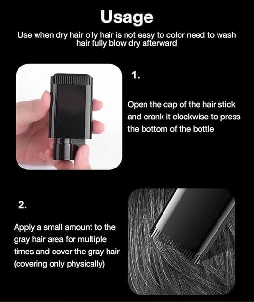 Instant Hair Root Touch-Up Dye Comb - Waterproof Gray Hair Cover Up Stick 20gm (Black)