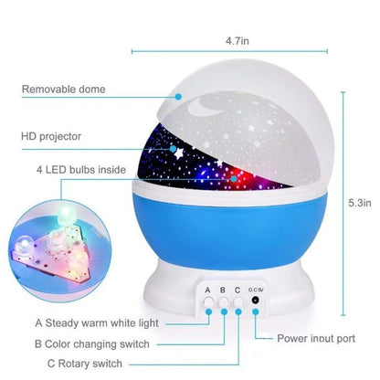 Star Moon Night Light Projector - 360° Rotating